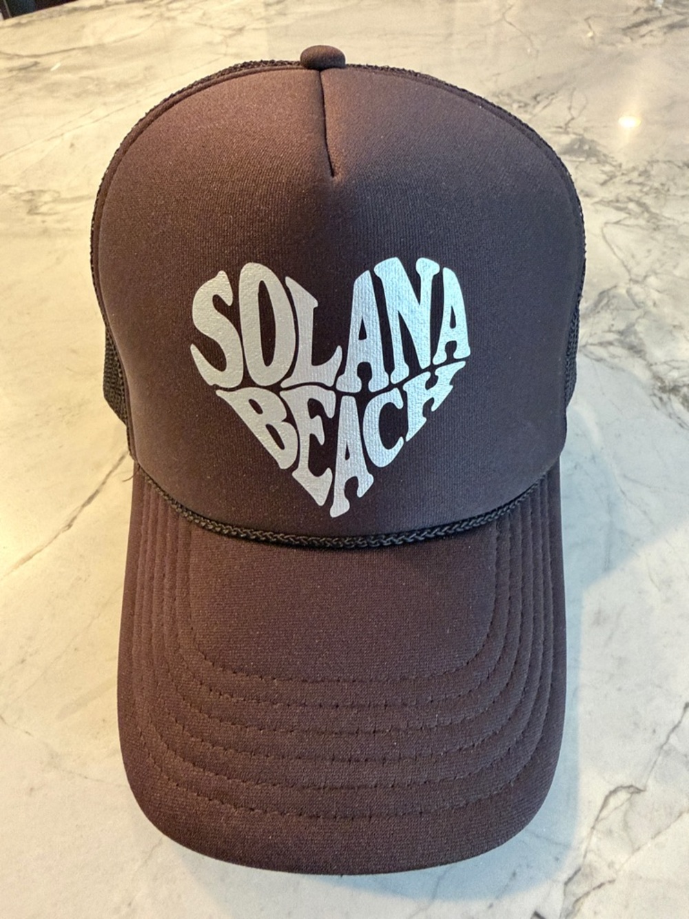 Solana Beach Heart Trucker Hat - Black with Silver Graphic